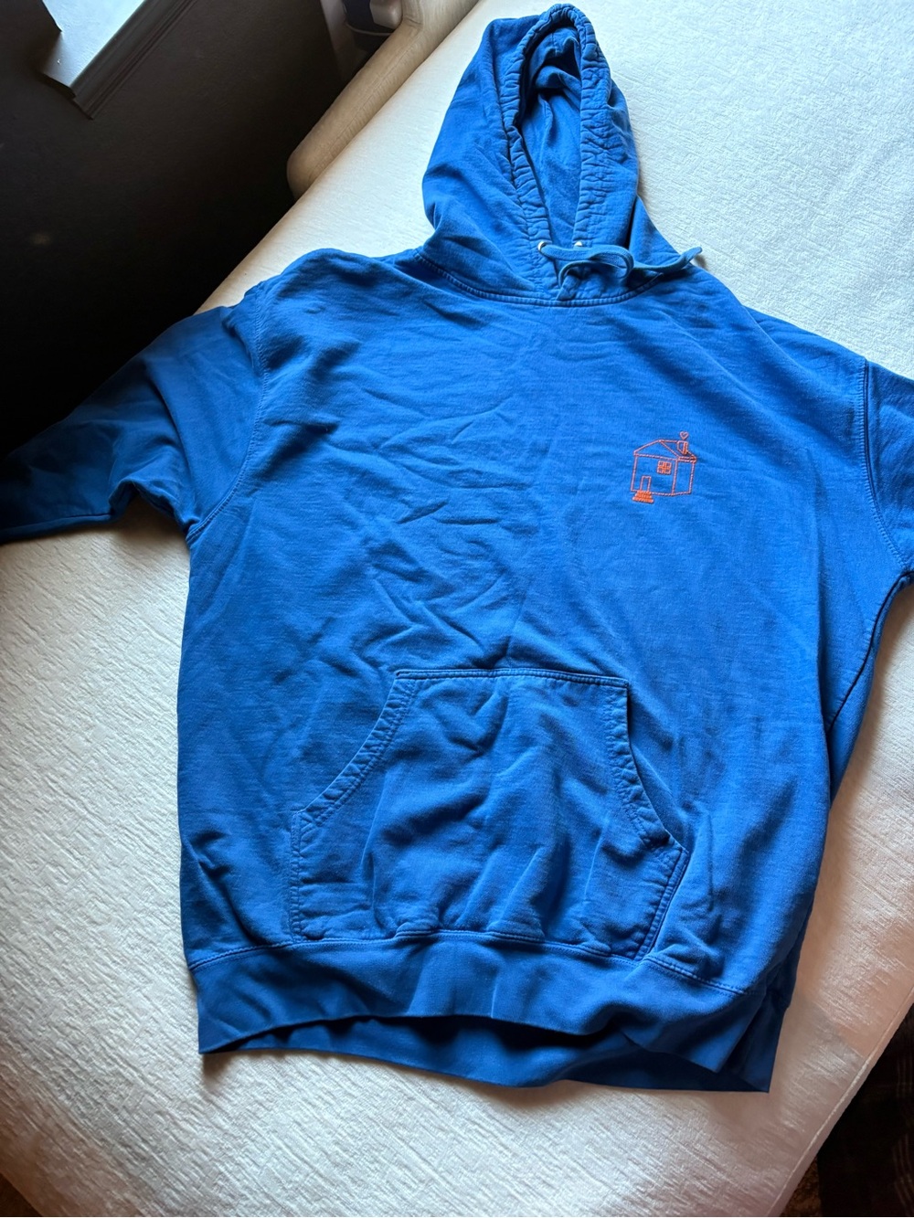Blue Crewneck Women's Sweater Hoodie with Small Chest Graphic